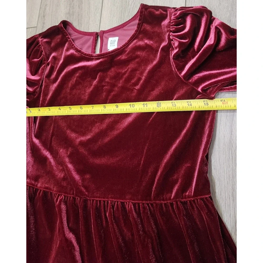 Gap Kids Girls XL 12-13 Burgundy Velvet Tiered Long Sleeve Holiday‎ Dress